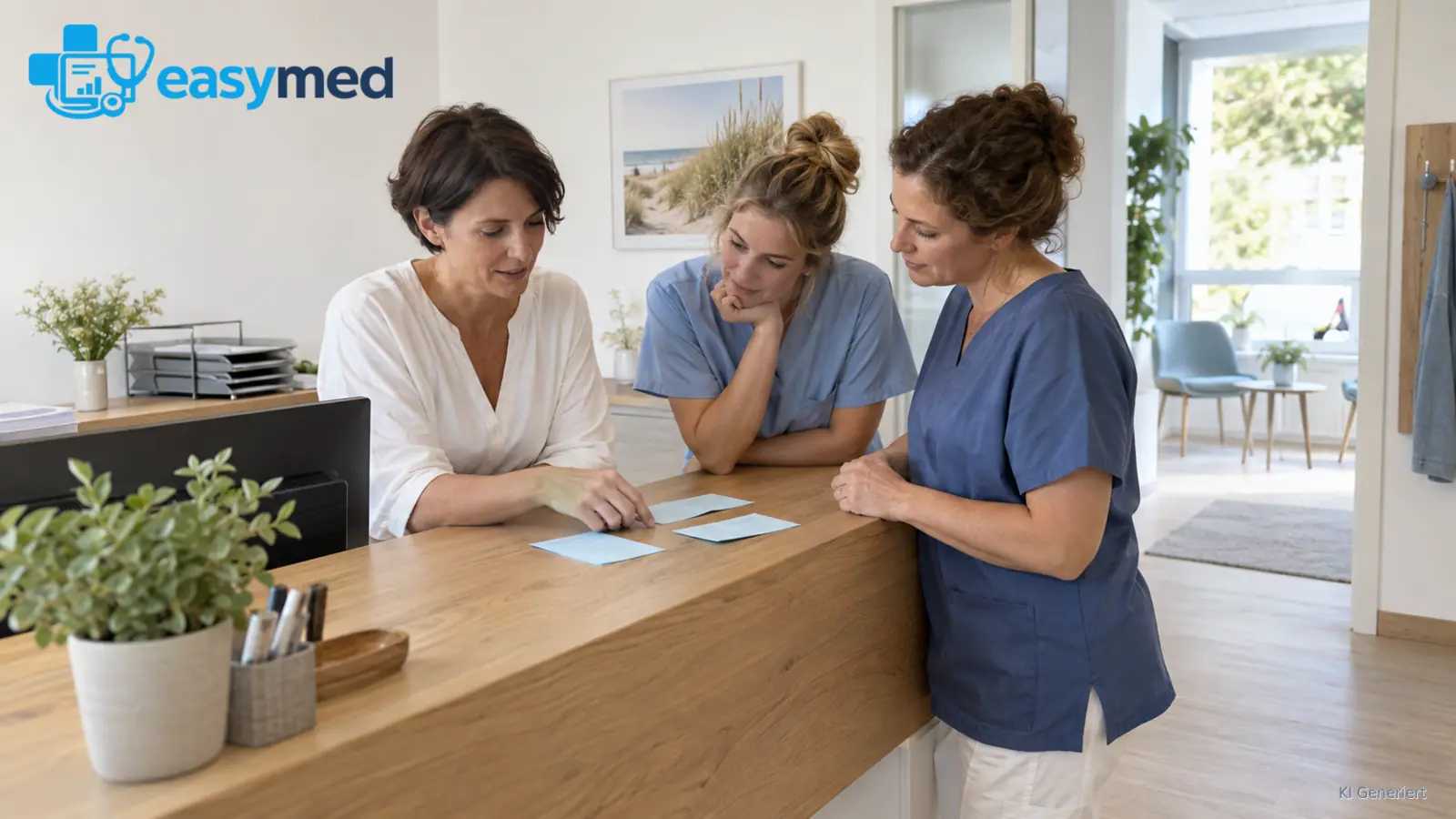Praxisleitung und Team besprechen konkrete organisatorische Verbesserungen.