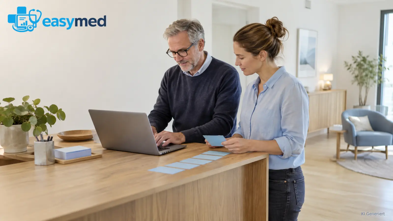 Praxisteam erprobt einen neuen digitalen Ablauf anhand einer Arbeitsprobe.