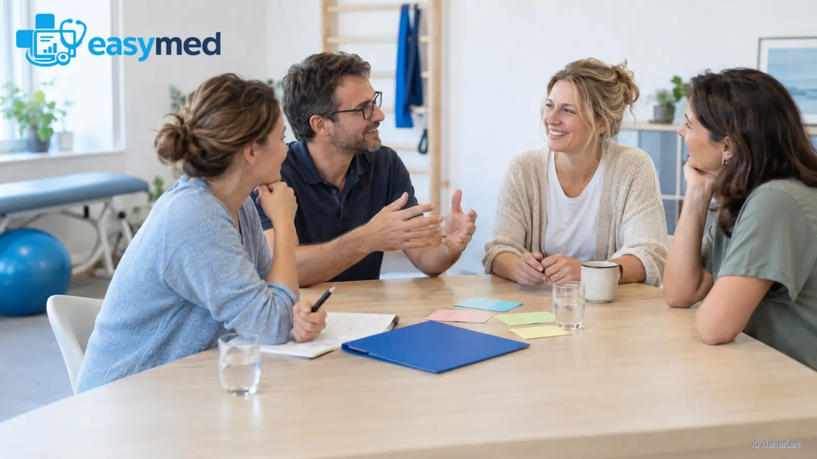 Therapieteam bespricht Änderungen bei Personal und Behandlungsangeboten.