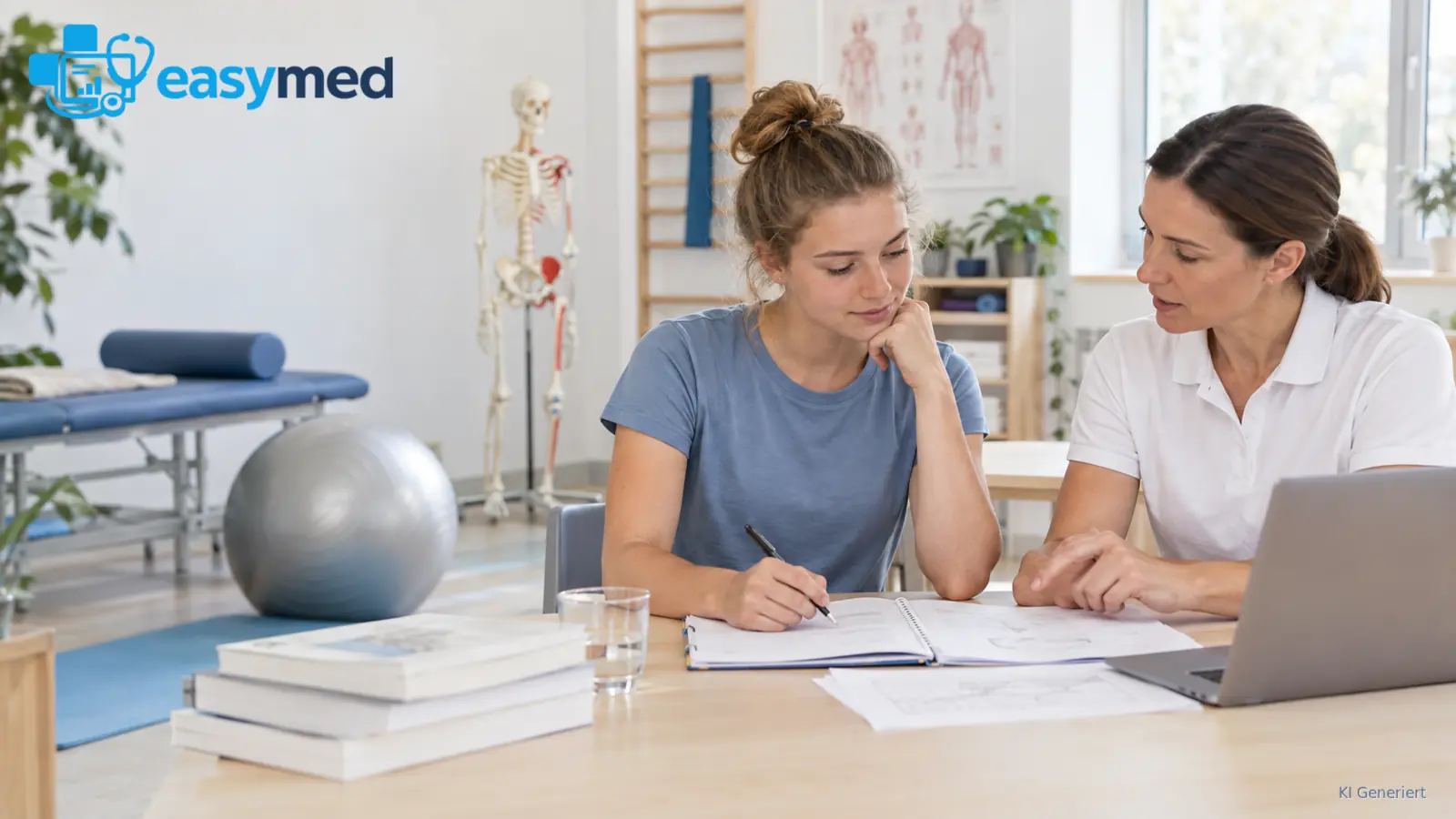 Physiotherapiestudentin plant Studien- und Praxisphasen mit einer Mentorin.
