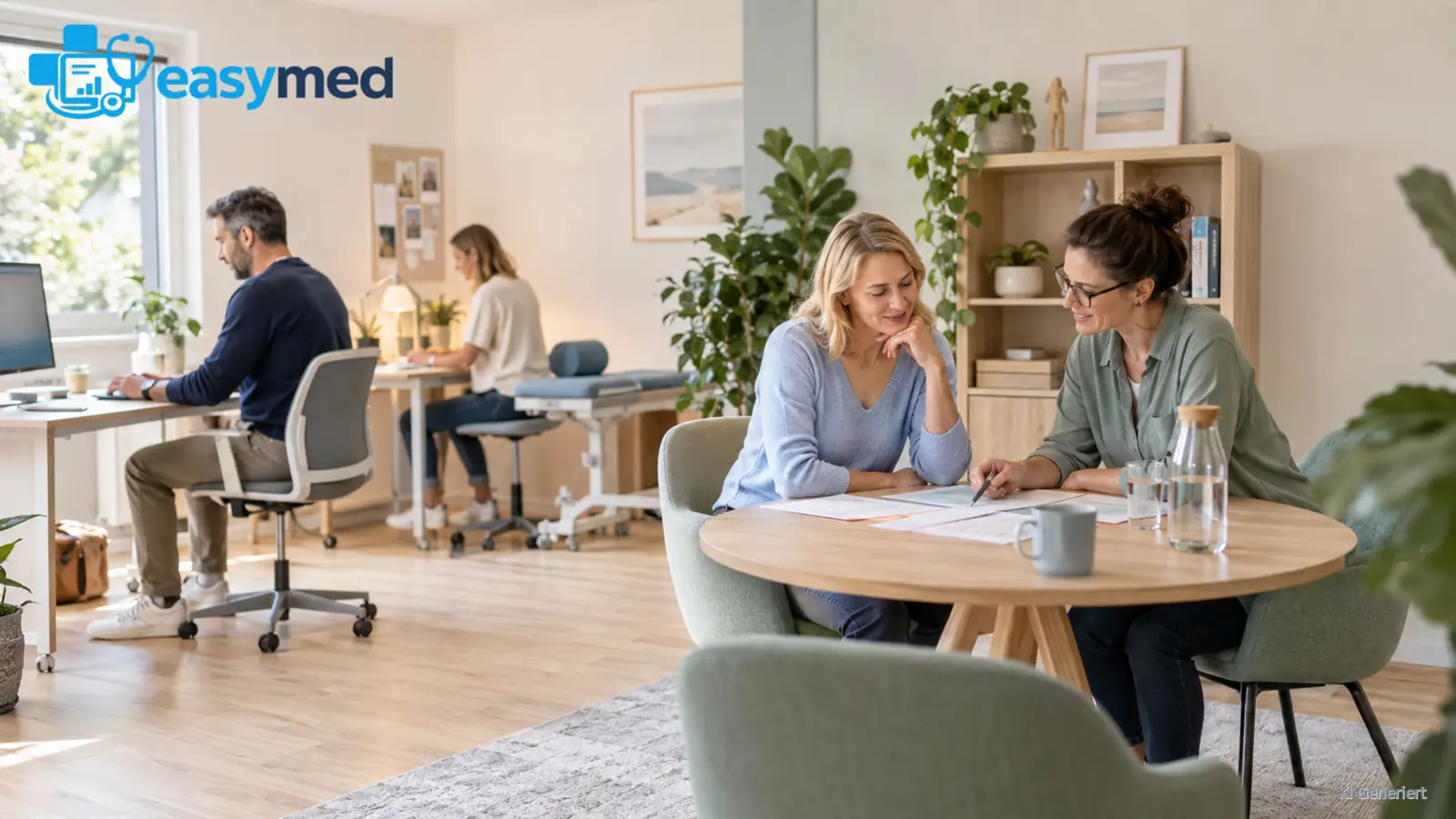 Drei verschiedene Arbeitsplätze in einem freundlichen mittelgroßen Betrieb