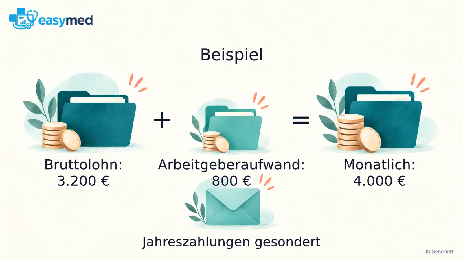 Zwei Kostenbausteine für Bruttolohn und Arbeitgeberaufwendungen bilden gemeinsam den monatlichen Personalaufwand.