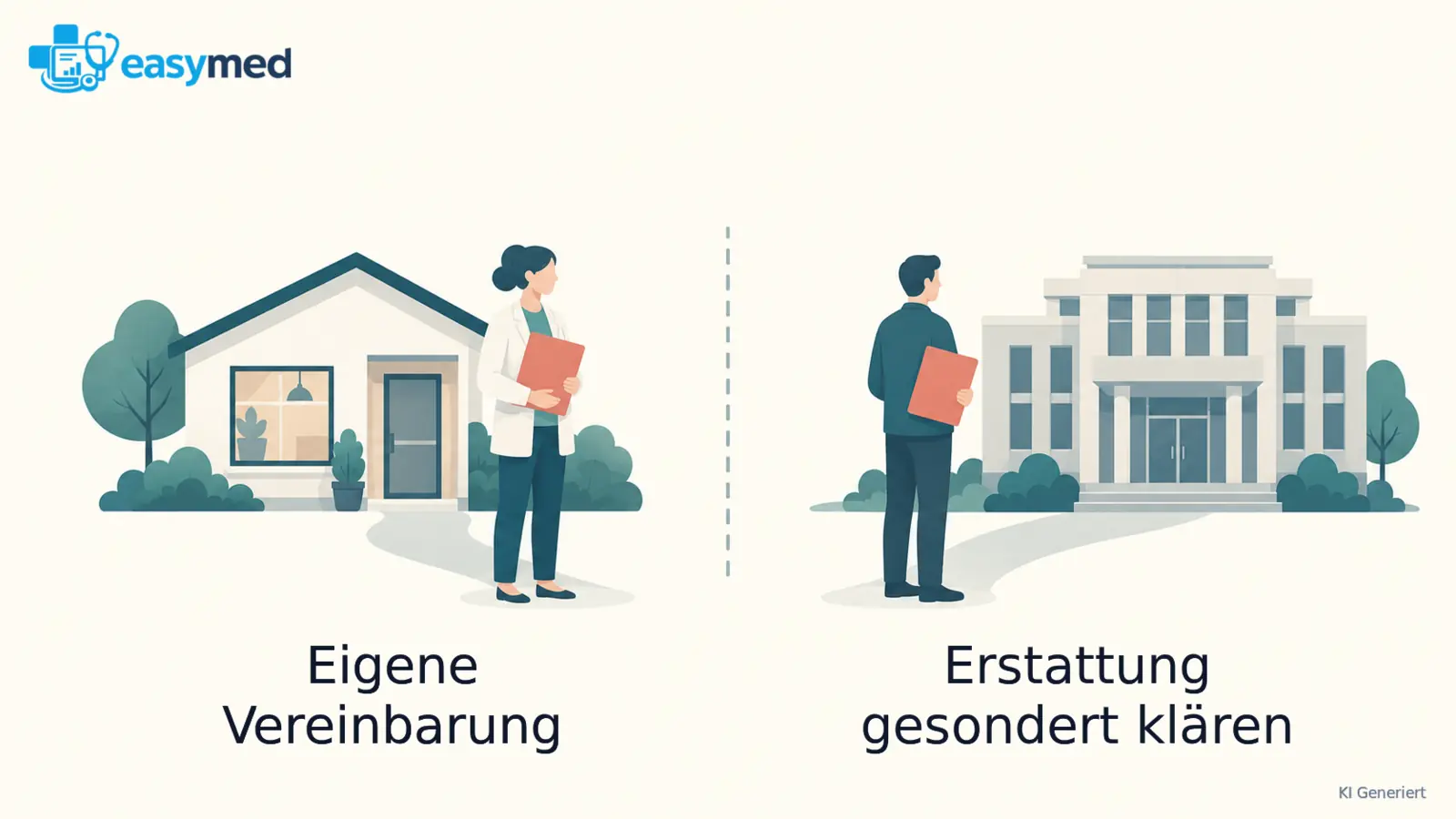 Zwei getrennte Dokumentenwege vom privaten Hausbesuch zur Praxisvereinbarung und zur externen Erstattungsfrage.